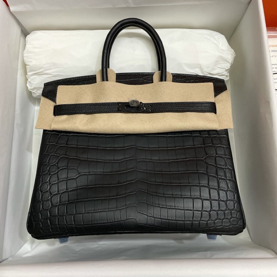 HermèS Birkin25 Black Nile Crocodile Black Hardware Handmade Hand Sewing Birkin25