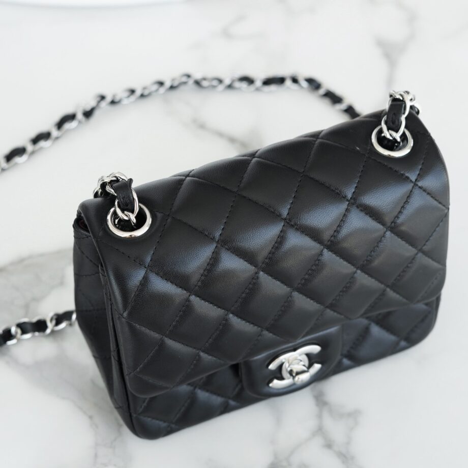 Chanel Black & Silver Hardware French Imported Lambskin Mini Flap Bag