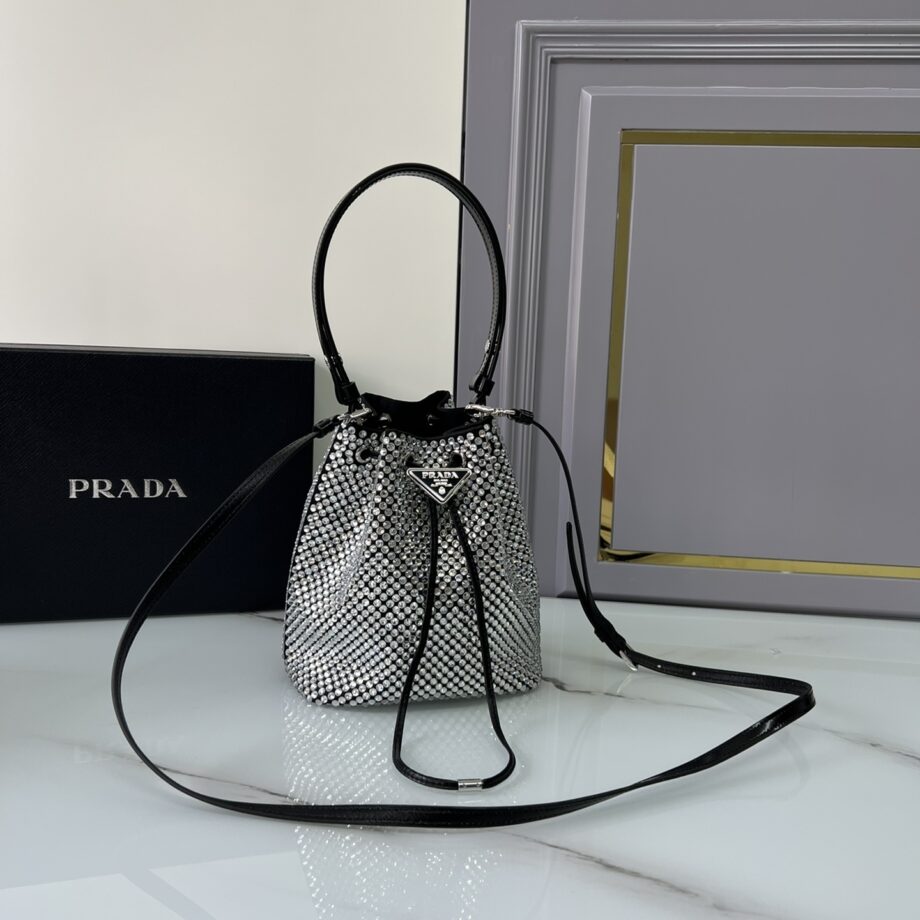 PRADA 1BE067 Satin Mini-Bag With Crystals