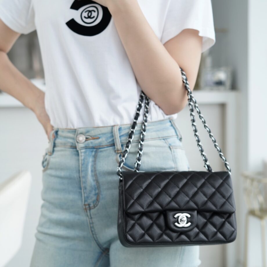 Chanel Black & Silver Hardware French Haas Grained Cowhide Mini Flap Bag