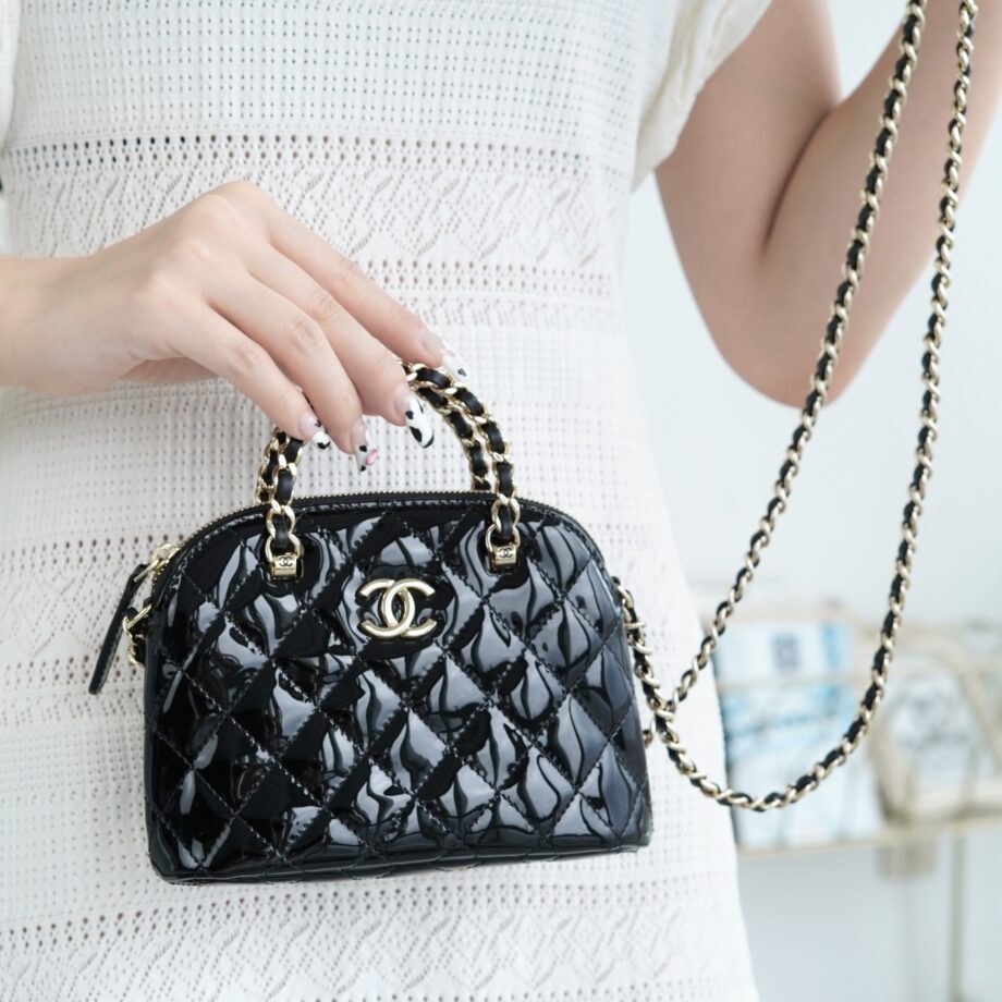 Chanel Black Small Patent Leather Alma Bag