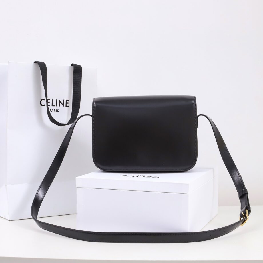 celine 199223 black teen bag cuir triomphe in shiny calfskin