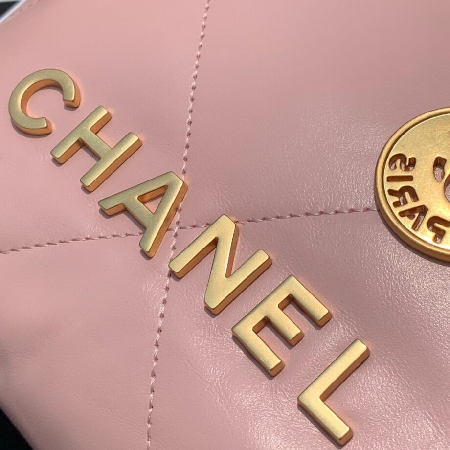 Chanel AS3980 Mini Light Pink Shiny Calfskin & Gold-Tone Metal Chanel 22 Mini Handbag