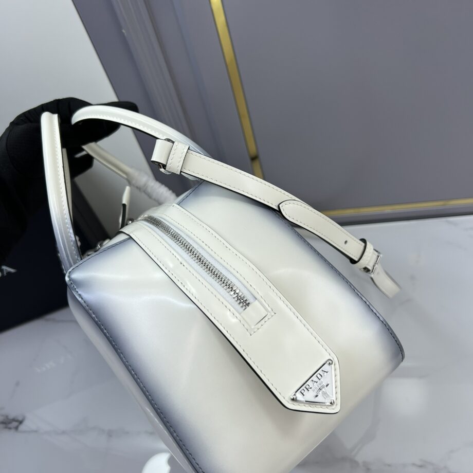 PRADA 1BA365 White Medium Brushed Leather Prada Supernova Handbag