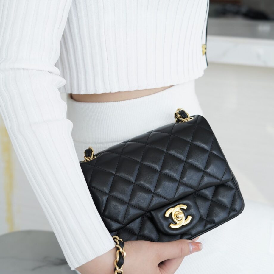 Chanel Black & Gold Hardware French Imported Lambskin Mini Flap Bag