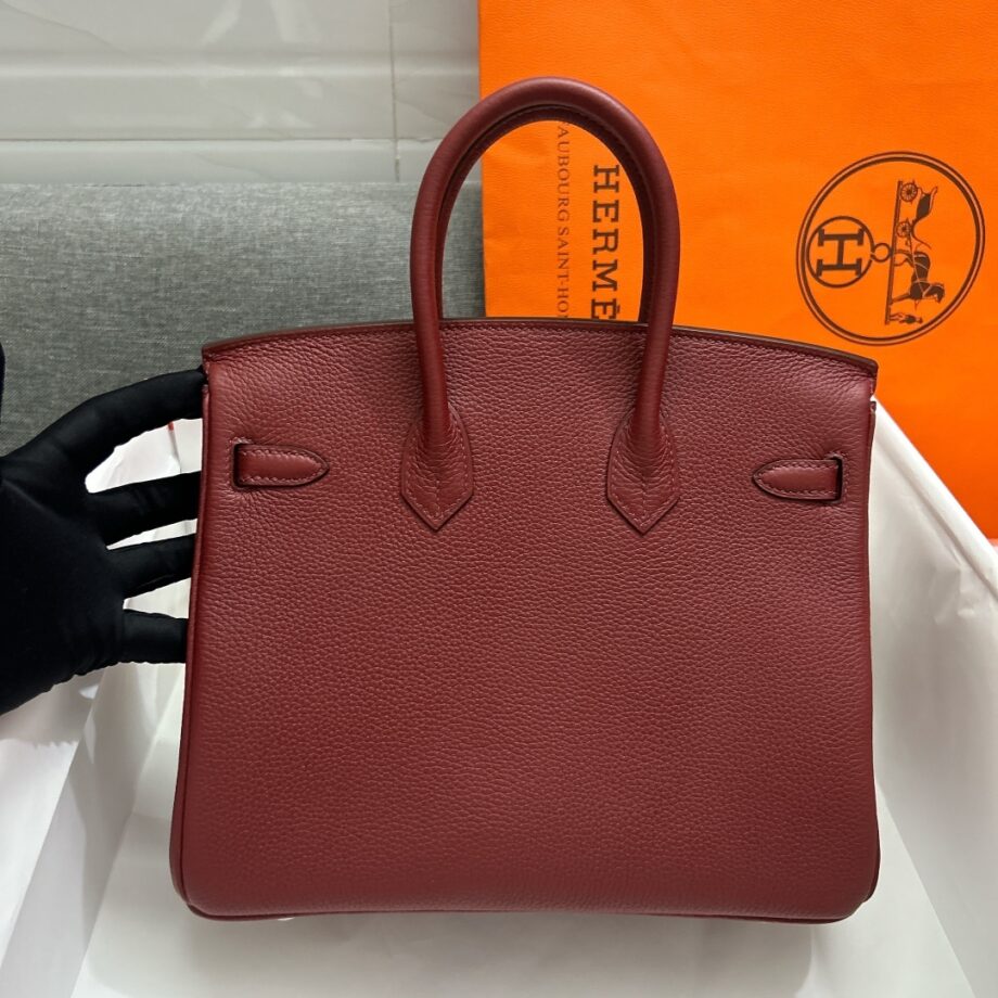 HermèS Birkin25 Red Togo Cowhide Gold Hardware Hand-Stitched Birkin 25