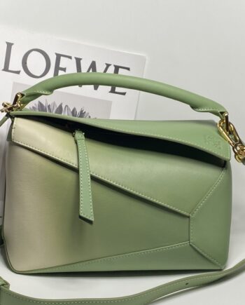 loewe mini puzzle gradient green calfskin material