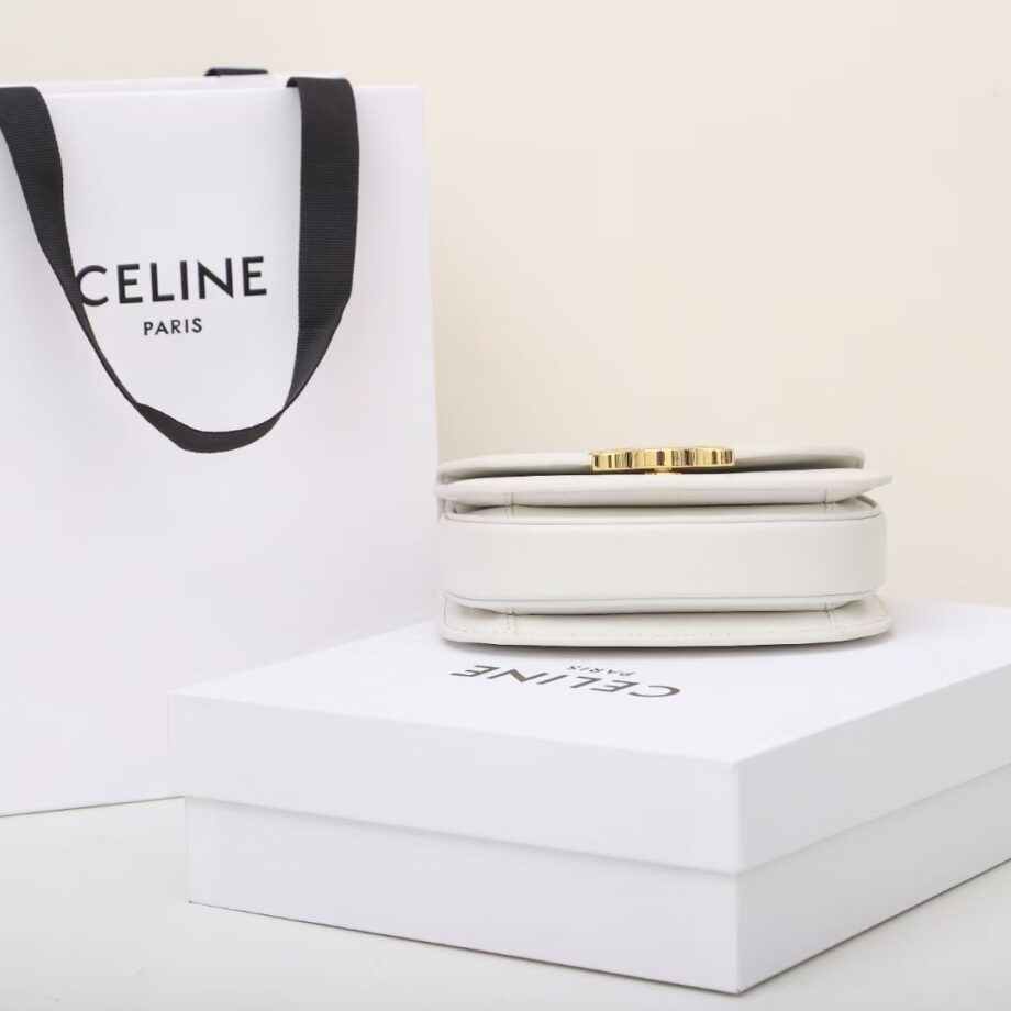 celine 10l063 white mini besace triomphe saddle bag