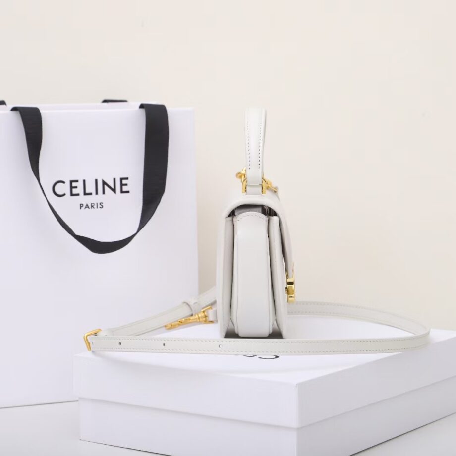 celine 10l063 white mini besace triomphe saddle bag