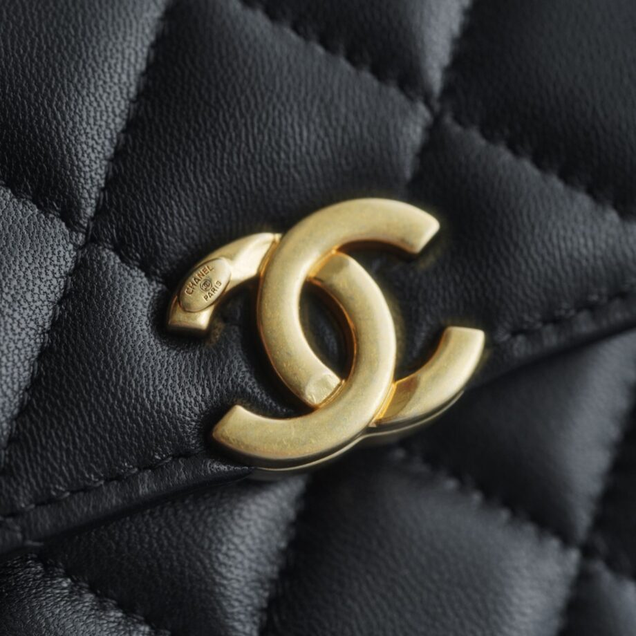 Chanel Black Medium Enamel Buckle Kelly Bag