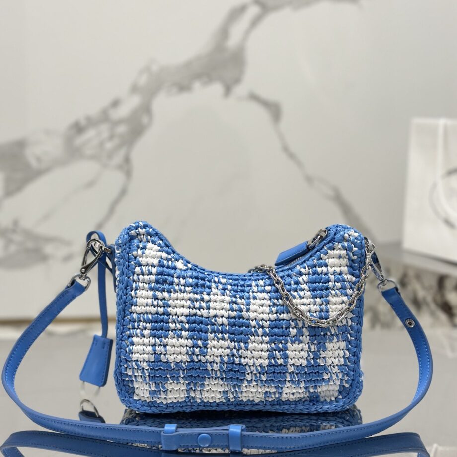 PRADA 1BC204 Raffia Hobo Woven Bag