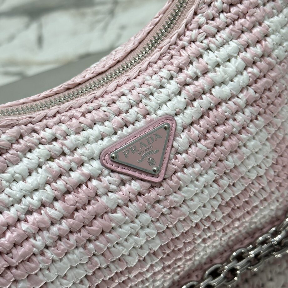 PRADA 1BC204 Raffia Hobo Woven Bag