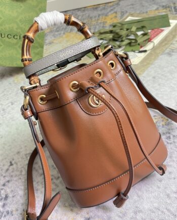 gucci 724667 gucci diana brown replica mini bucket bag