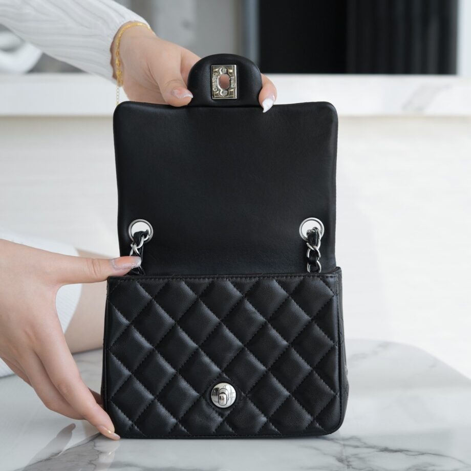 Chanel Black & Silver Hardware French Imported Lambskin Mini Flap Bag