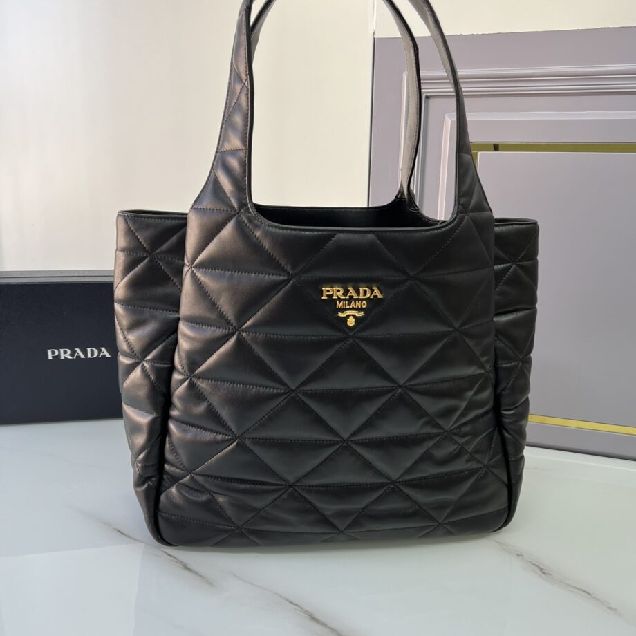 PRADA 1BG449 Large Nappa Tote Bag With Stitching