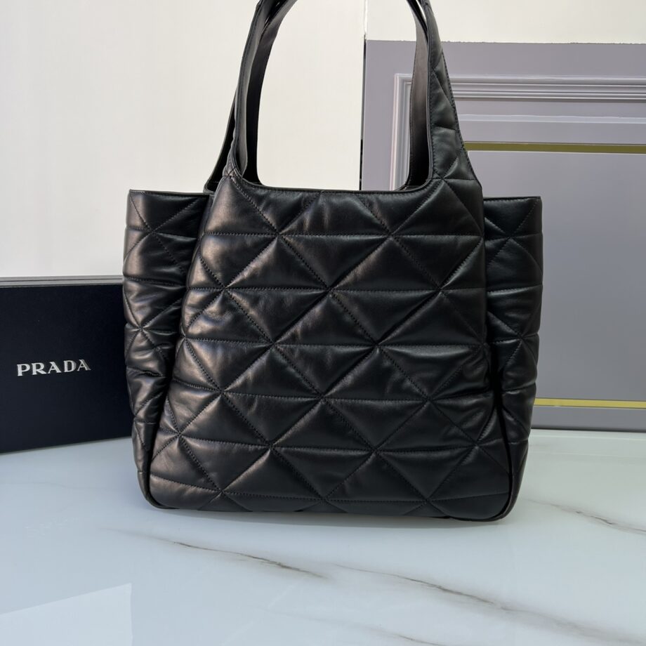 PRADA 1BG449 Large Nappa Tote Bag With Stitching