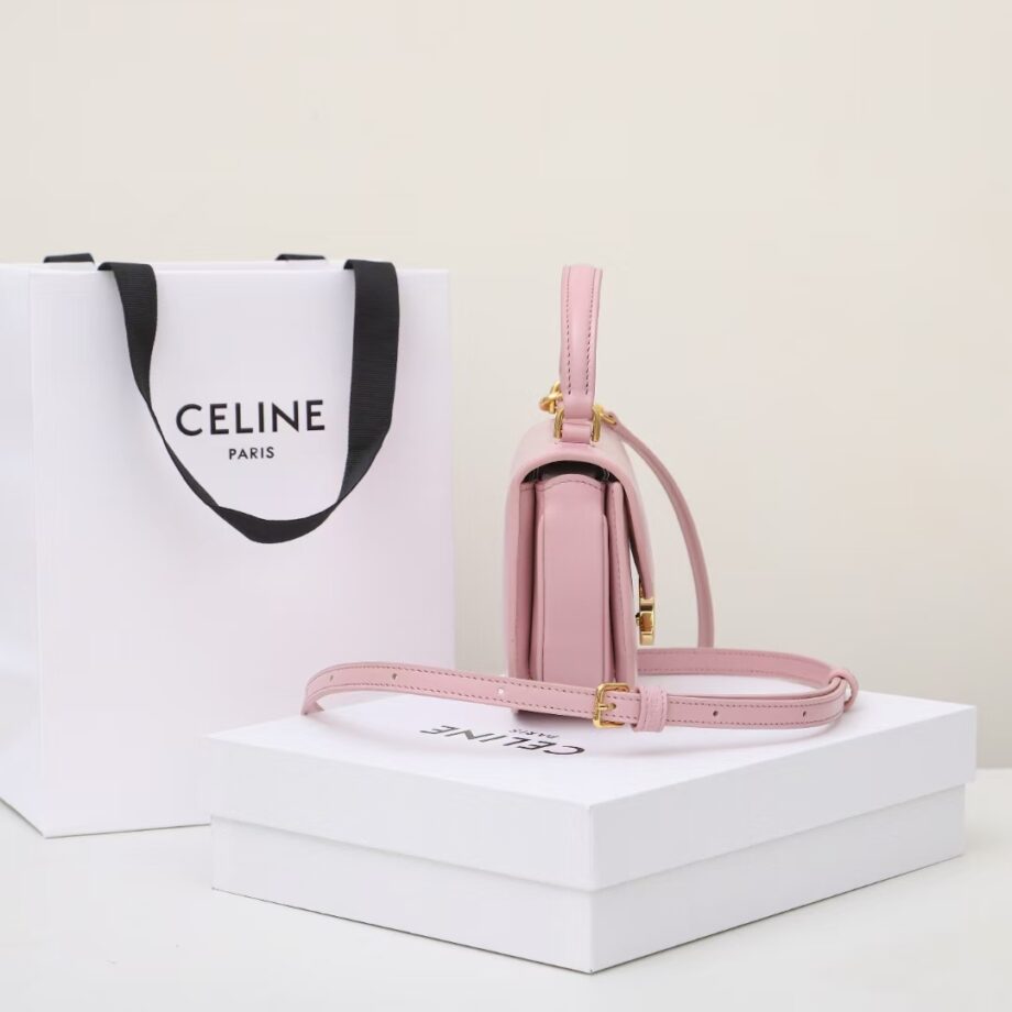 celine 10l063 pink mini besace triomphe saddle bag