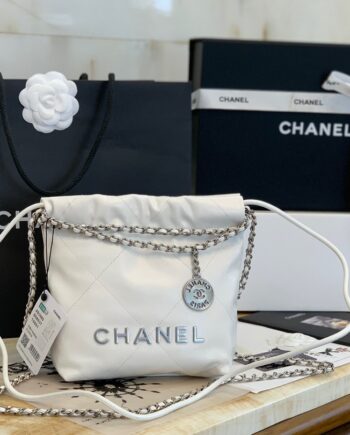 Chanel AS3980 Mini Shiny Calfskin & Silver-Tone Metal Chanel 22 Mini Handbag