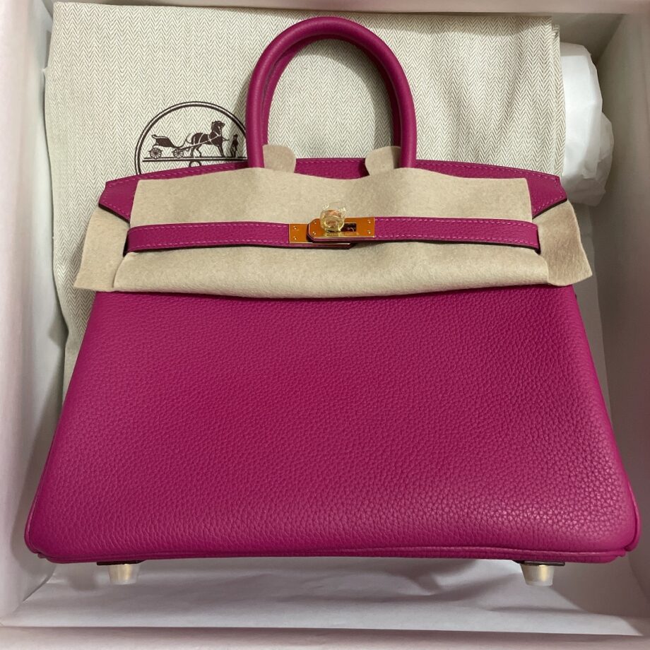 HermèS Birkin25 L3 Rose Violet Togo Cowhide Golden Hardware Handmade Birkin 25