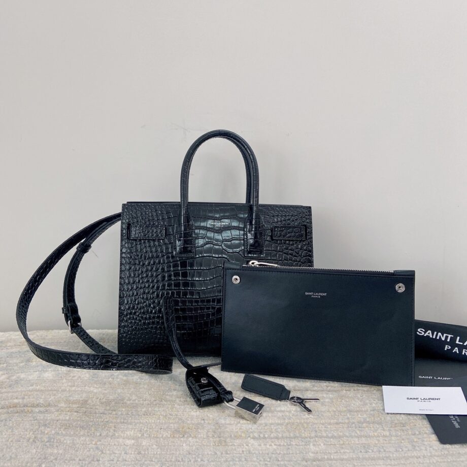 YSL 421863 Classic Le Sac De Jour Crocodile Pattern Handbag